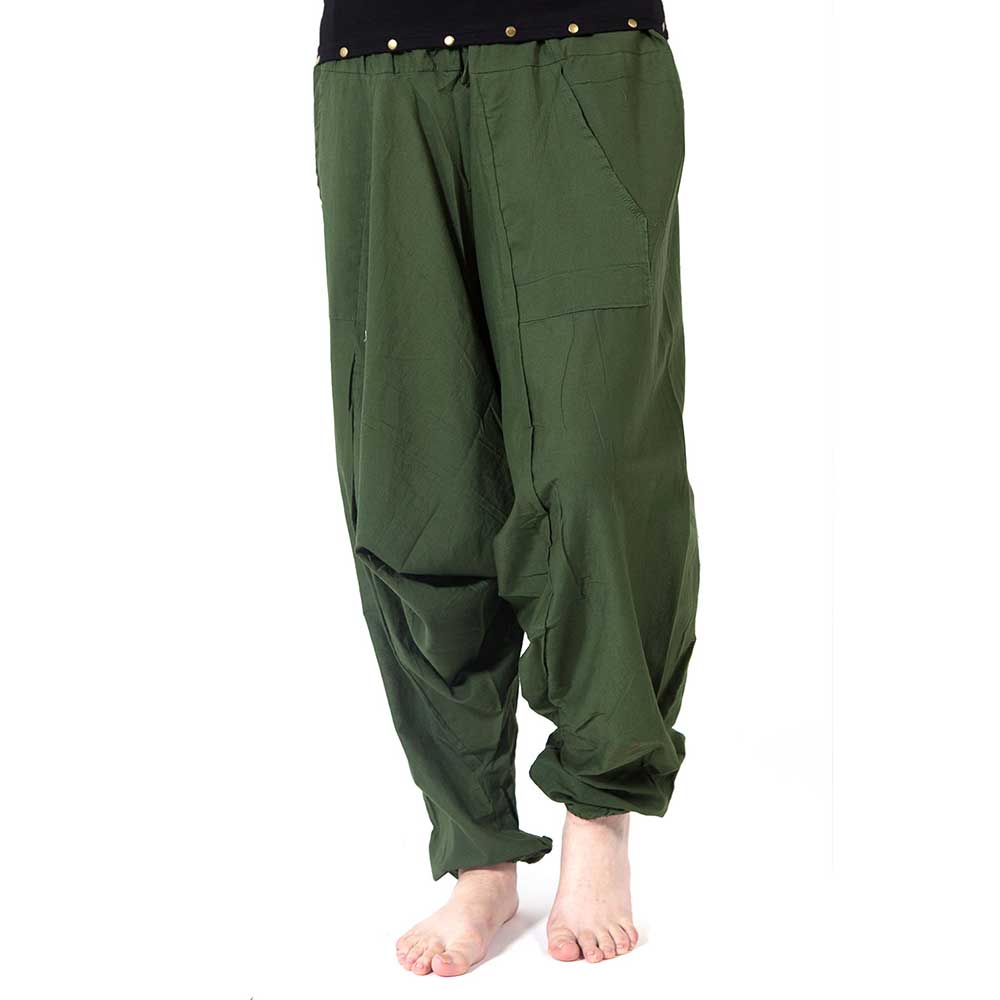 Grote harembroek met zakken unisex groen - Hippie Elf Fantasy - One size - Gekko